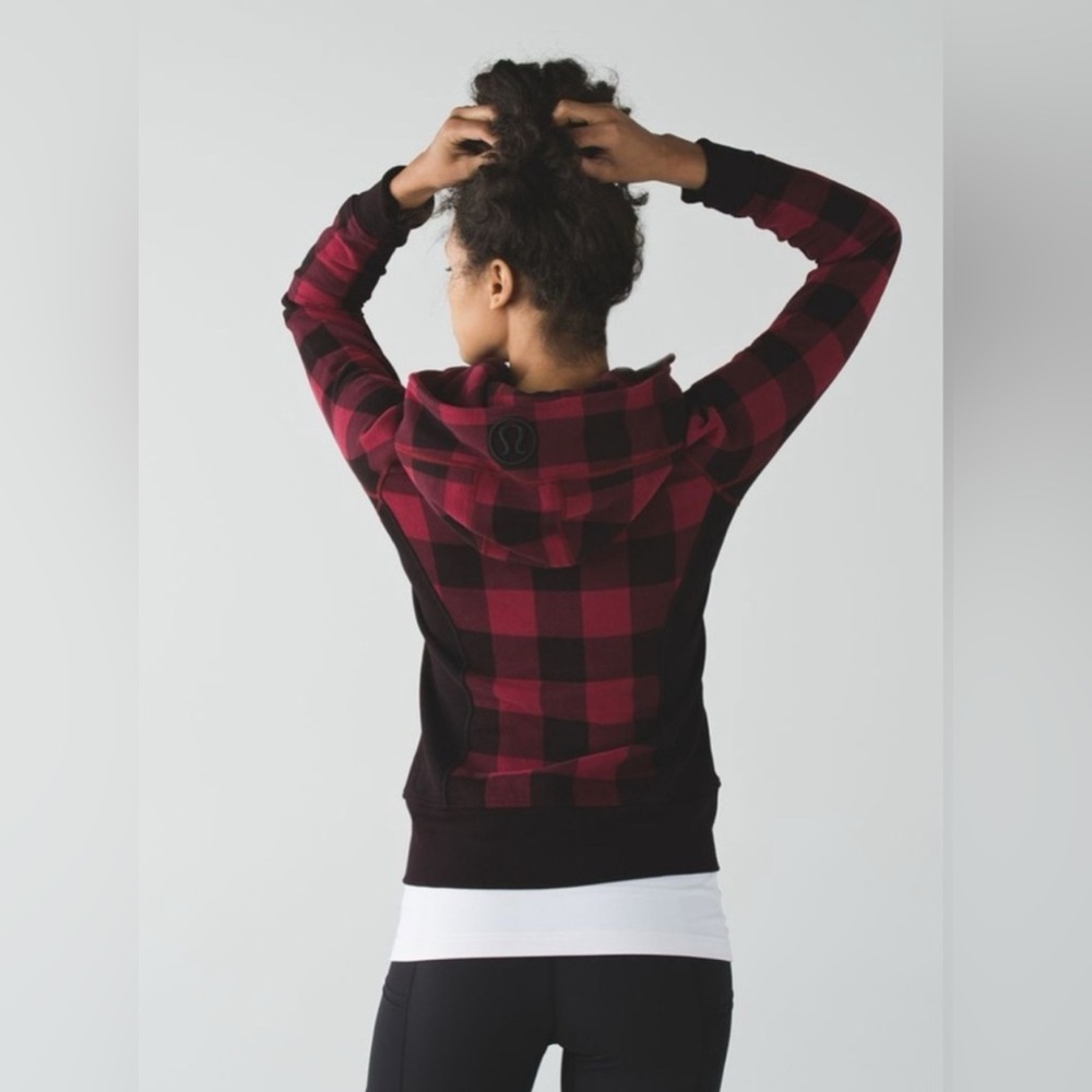 RARE Lululemon Scuba Hoodie II jacket check plaid sz 12
